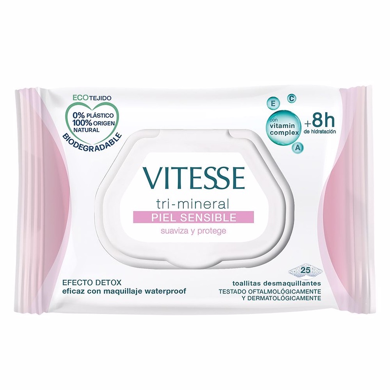 Vitesse Tri-Mineral Sensitive Skin Makeup Remover Wipes x25