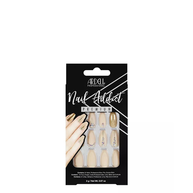 Ardell Nail Addict Premium Artificial Nail Set Nude Jeweled x24