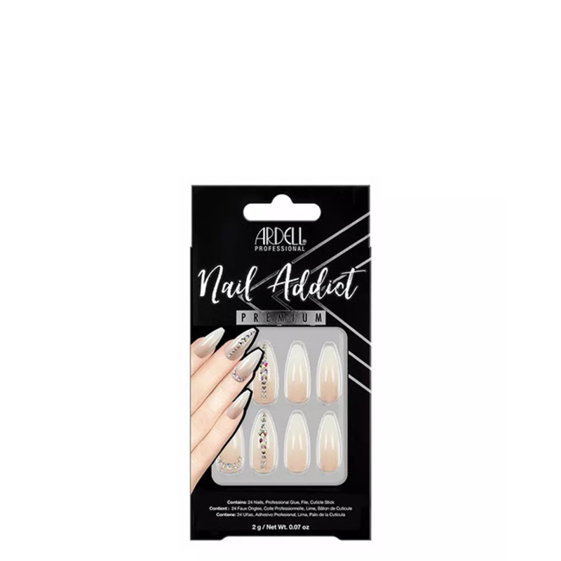 Ardell Nail Addict Premium Artificial Nail Set Nude Light Crystal x24