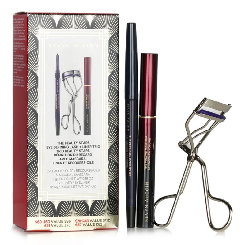 The Beauty Stars: Eye Defining Lash + Liner Trio: 1x Eyelash Curler + 1x Mascara + 1x Eyeliner – 3pcs