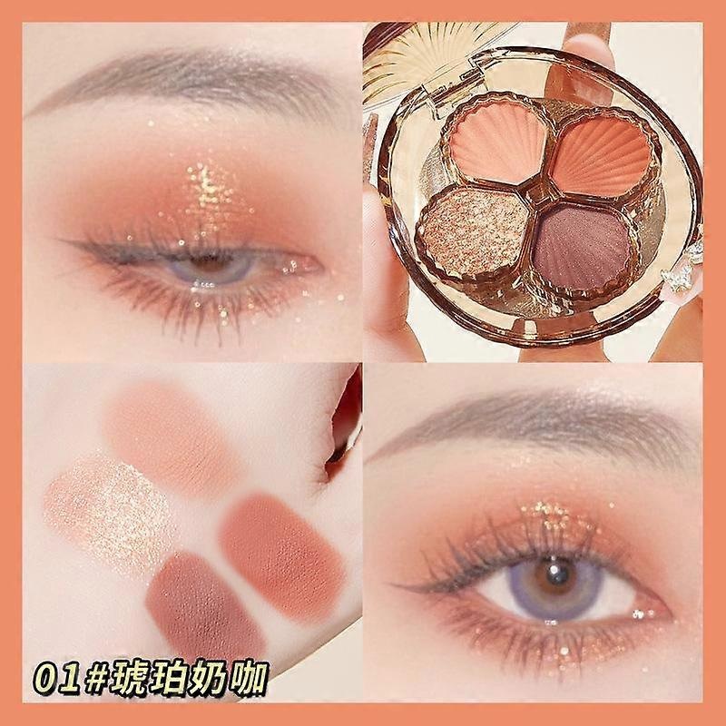ELECOOL 4 Colors Acrylic Shell Eyeshadow Palette Pearlescent Matte Earth Color Eyeshadow