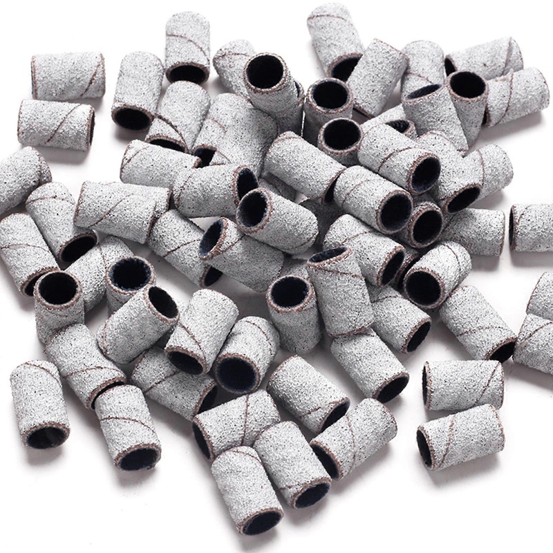 100Pack Nail Sanding Bands 80/120/180/240Grit Nail Drill Sanding Bands Sanding Bands for Nail Remove Gel Nails Cuticles  White