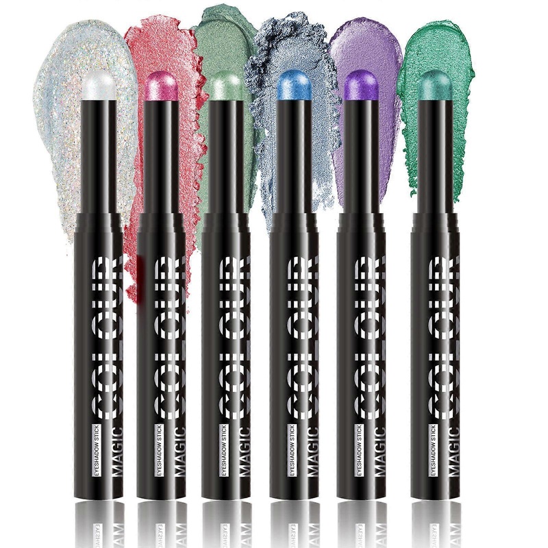 6Pcs Cream Eye Shadow Brightener Stick Makeup Set,Shimmers Matte Eyeshadow Pencil Lasting Highs Pigmented Eye Makeup
