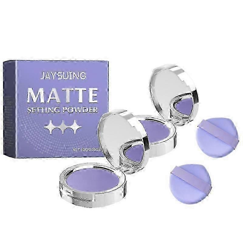 Purple Matte Setting Powder With Lavender Complex Oil Control Anti-Sweat Pressed Powder for Smooth Even Complexion Blurring