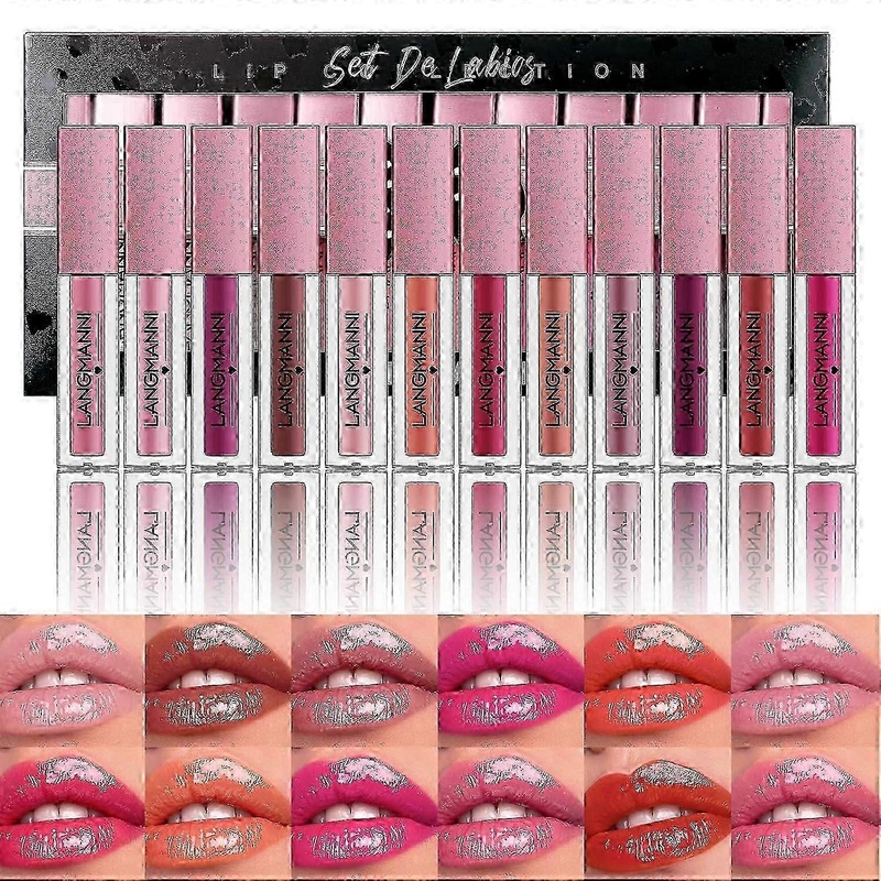 12Pcs Lip Gloss Collection Makeup Set, Shiny Smooth Soft Liquid Lip Glosses Lip