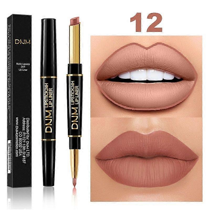 1pc Sexy Double Head Matte Lipstick 2 In 1 Lip Liner Waterproof Long Lasting