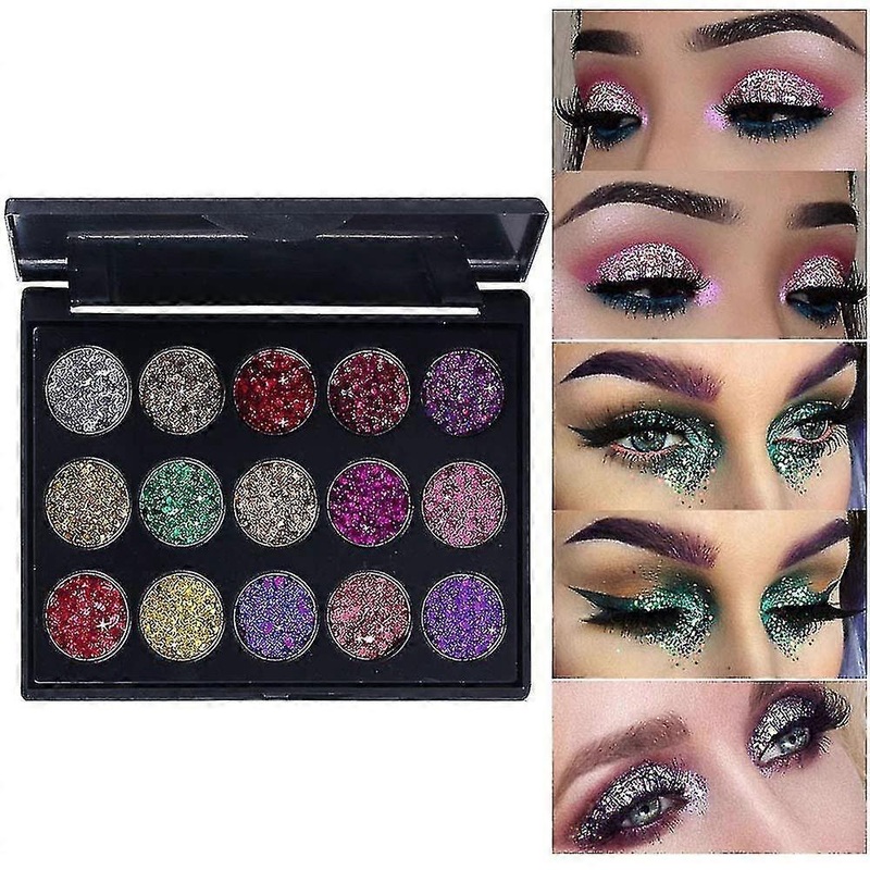 15 Colors Shimmer Glitter Sparkle Glittery Eyeshadow, Glitter Eyeshadow Palette, Eyeshadow Makeup Palette For Girls