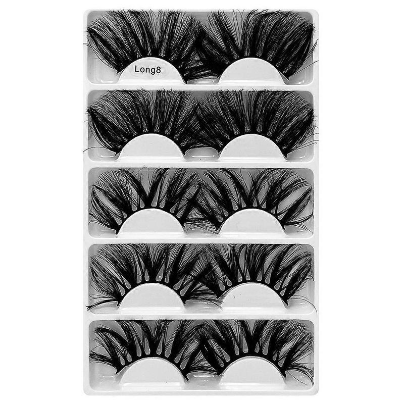 5Pairs Natural Long Thick Black False Eyelashes Eye Lashes Makeup Natural Wispy Effect
