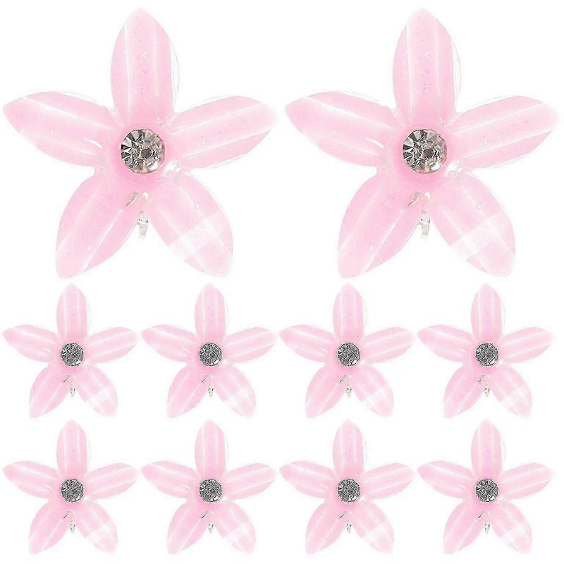 10 Pcs Pink Rhinestone Flower Hair Clips – Durable Mini Claw Barrettes for All