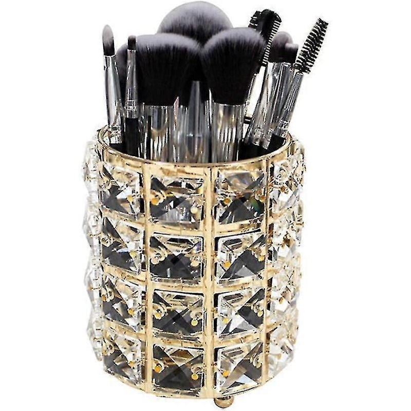 1 Pack Crystal Makeup Brush Holder Multifunctional Eyebrow Pencil Eyeliner Makeup Container Office Supplies Storage Container Exquisite Practical