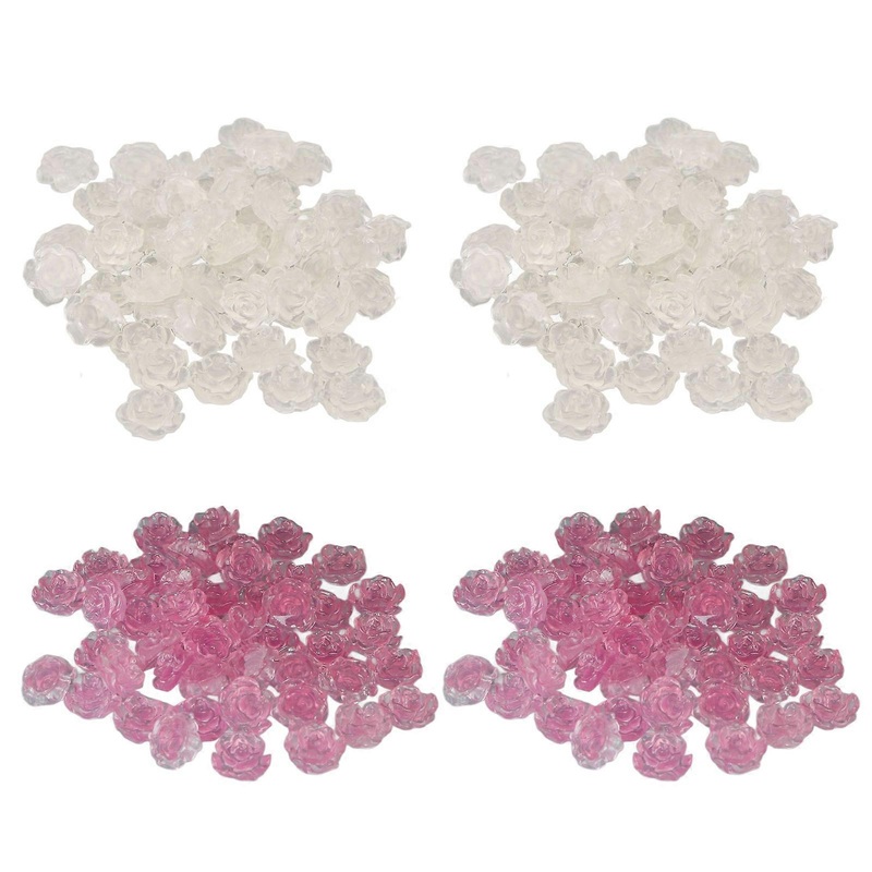 10 Bags Light Change Nail Decoration Women Resin Exquisite Cute 3D Flower Shaped Nail Decoration for Salon Rose Red