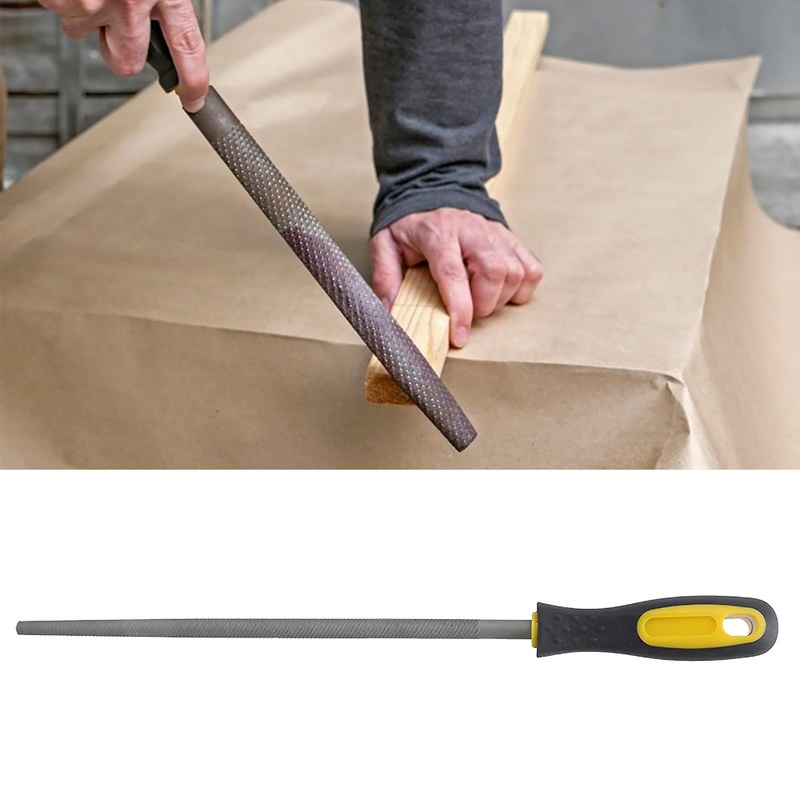 10in Round Mill Steel File Rasp with Handle Sharpening Shaping Tool for Metal Leather ProjectsCoarse Teeth File