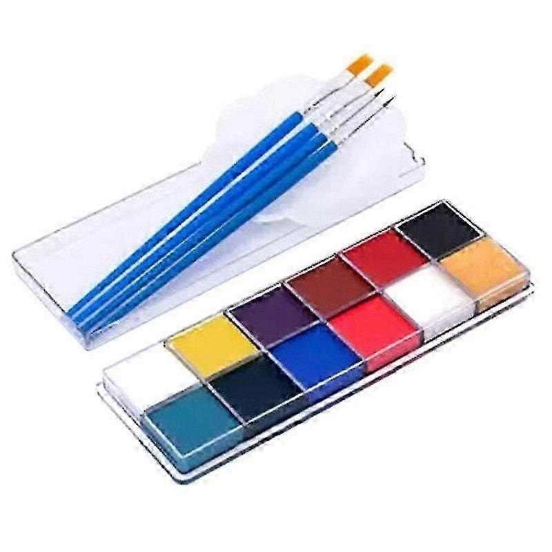 Halloween Body Painting Kit 12 Vibrant Colors 4 Brushes 1 Color Box Professional Water Based Non Toxic Paint For Party Body
