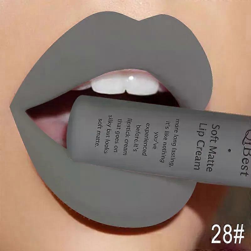 QIBEST Brand 34 Colors Waterproof Matte Nude Lipstick Lipkit Pigment Dark Red Black Long Lasting Lip Gloss Women Makeup Lipgloss