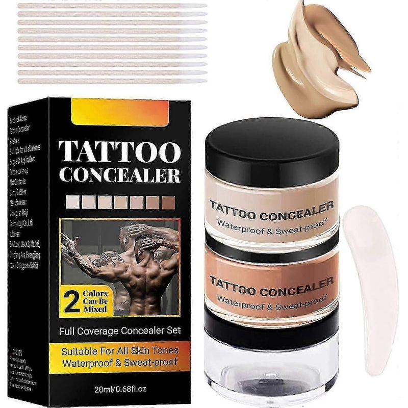 Tattoo Cover Up Makeup Waterproof, 2 Colors Tattoo Concealer, Waterproof and