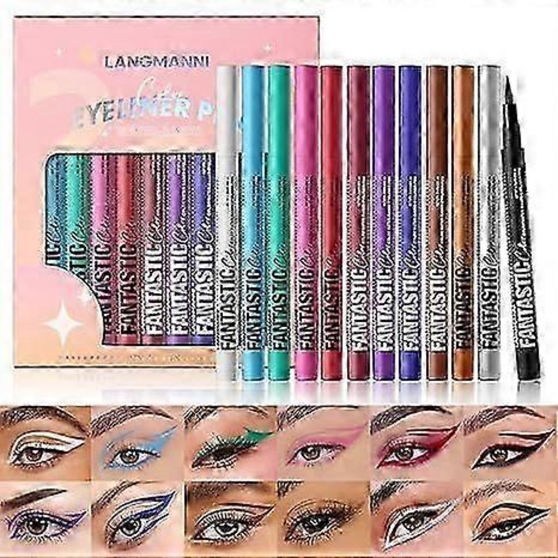 12 Colors Matte Liquid Eyeliner Set, Neon Colorful Pigmented With Long-lasting, Smudgeproof & Waterproof Eye Liner Makeup for Bold & Stunning Looks