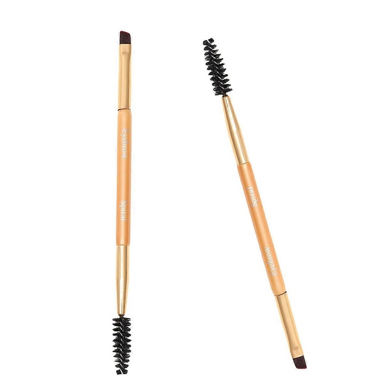 3Pcs Spiral Eyelash Brush and Double Ended Eyebrow Brush for Human Face in Golden Color for Professional Makeup Application