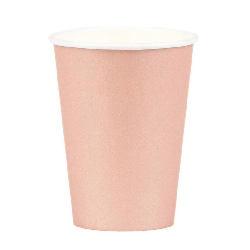 8 Gobelets en carton rose gold 210 ml