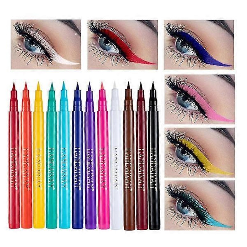 12-Pack Matte Rainbow Colored Liquid Eyeliner Set, Waterproof High Pigmented Eyeliner Pen Set