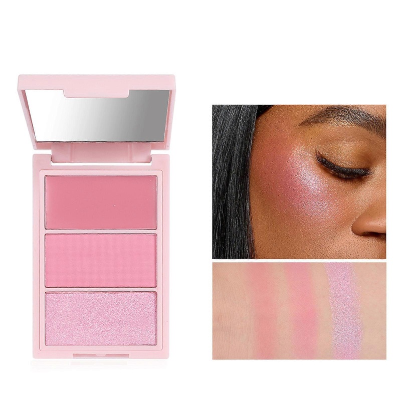 3 Colors Blush Palette Long Lasting Pigmented Matte Pressed Powder Blush Palette for Cheeks and Face Makeup  style4
