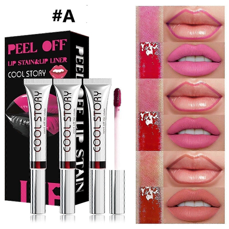 3PCS Peel Off Lip Stain Lip Tint Set, Matte Lipstick & Lip Liner, Waterproof Long Lasting Peel Off Lip Gloss, Lip Liner Lip Makeup Kit 2025