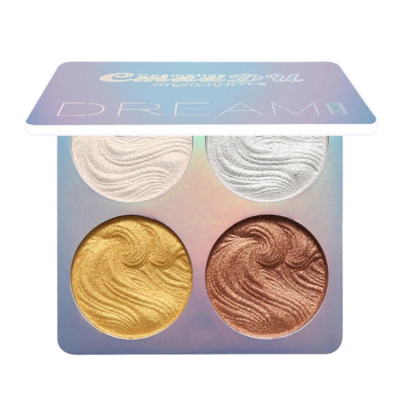 4-in-1 Shimmer Highlighter Powder Palette Illuminator Powder Palette Highlighter Baked Waterproof Long Lasting Brilliant Lighten Skin Color Face Conto