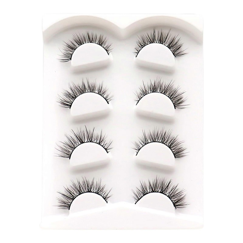 4Pairs False Eyelashes Natural Dense Exquisite Cross Makeup Extensions Eye Lashes for Ladies QinHai