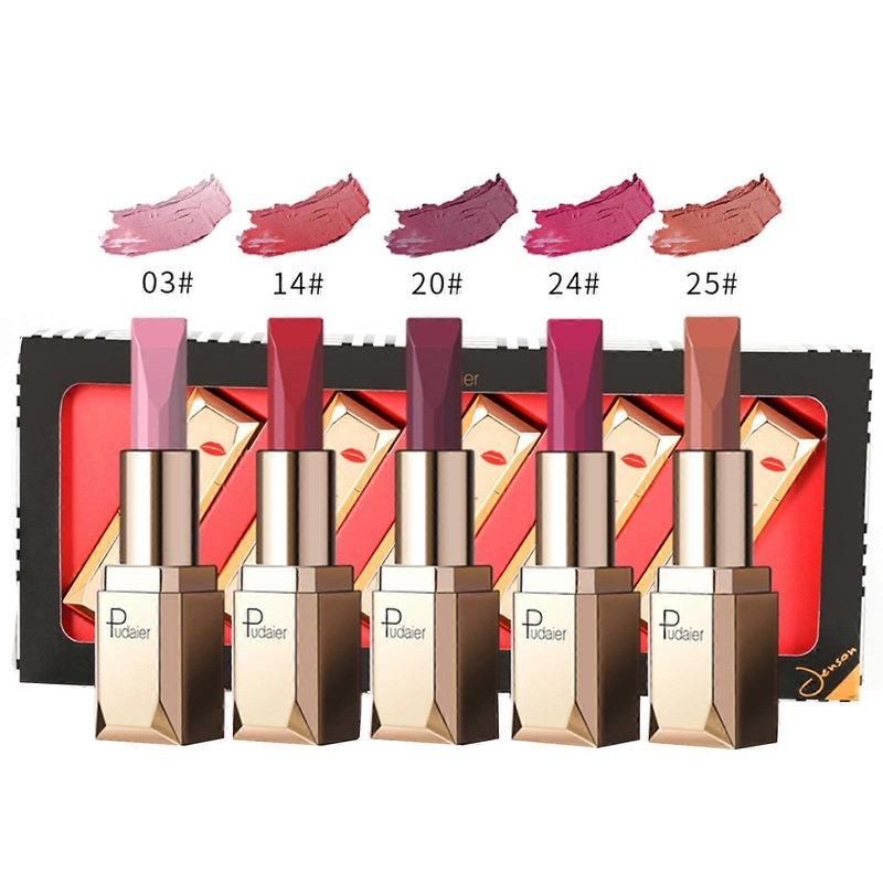5 Colors Makeup Lipstick Cosmetics Lipstick Set Lip Gloss Tint Waterproof Makeup Matte Long Lasting Make Up Kits  4