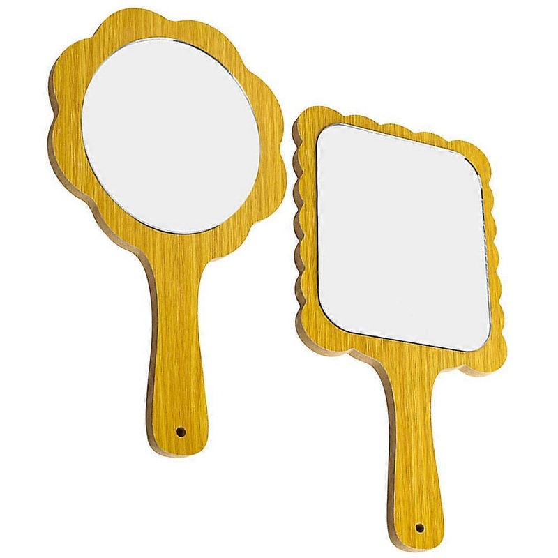 Wooden Cosmetic Mirror Hand-Held Mirror for Outdoor Use 4Pcs Set