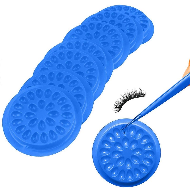 100Pack Flower Shape Glue Tray Makeup Tool Glue Usage Time Blue PVC