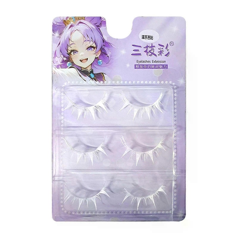 White Lashes Strips Anime Eyelashes Full Srip Wispy Long Cosplay Makeup Eye Lashes For Halloween Christmas Party Makeup