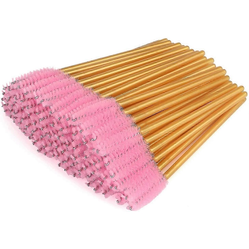 100 PCS Disposable Eyelash Brushes Gold and Pink Mascara Wands Eyebrow Castor Oil Brush Makeup Tool