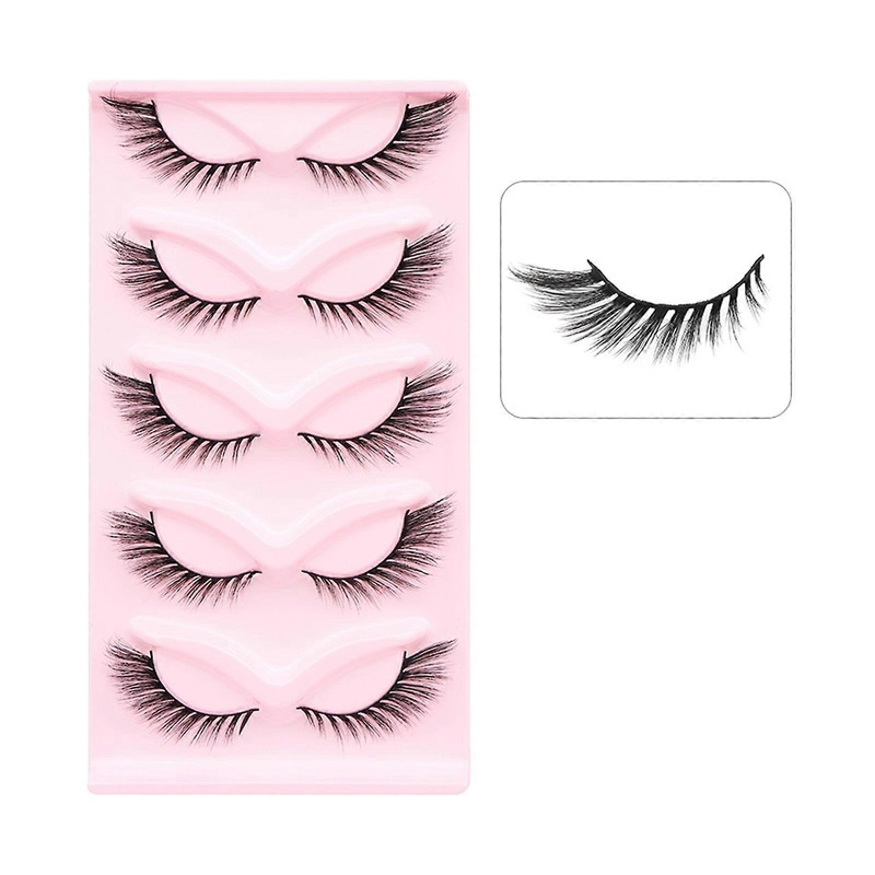 5Pairs 3D  Cats Eyes Lashes  False Eyelash Handmade Wispy Volume Eyelashes Full Strip Lashes Makeup Fake Lashes
