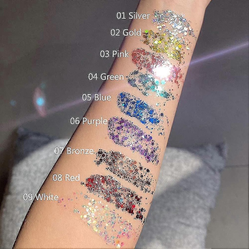 Mermaid Sequins Chunky Glitter Liquid Eyeshadow Glitter Body Gel Festival Glitter Cosmetic Face Hair Nails Makeup Long Lasting Sparkling 30g