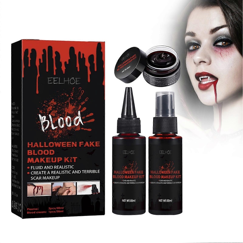 Halloween Fake Blood Gel Kit Body Paint Halloween Stage Makeup Set for Halloween Festival and Party
