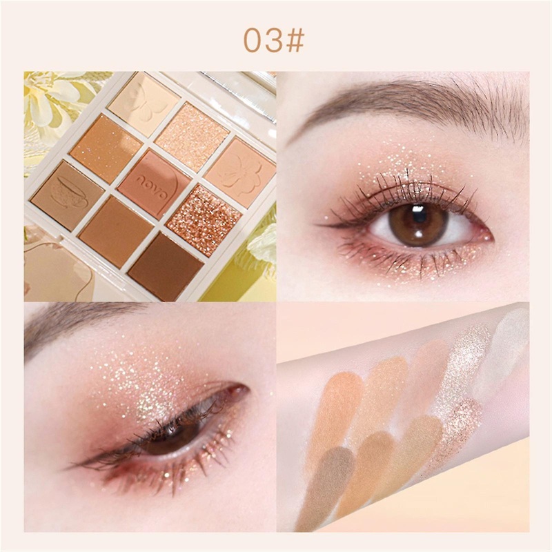 Nine-color Eyeshadow Powder Brown Disc Makeup Blush High Gloss Earth Color Matte Pearl Glitter