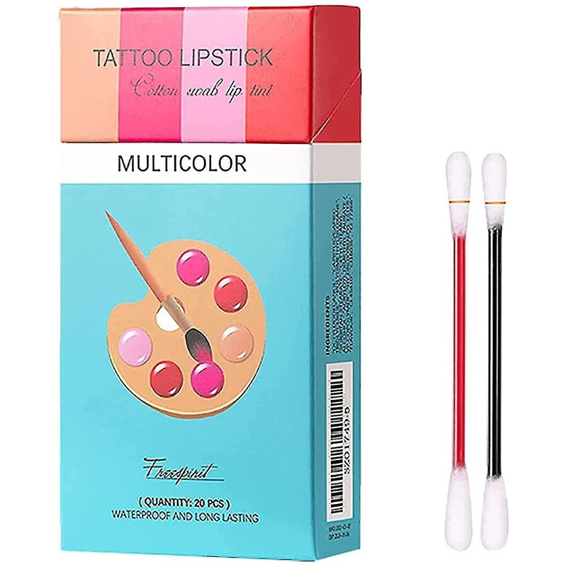 Tattoo Lipstick 20 Pcs Cigarette Cotton Swab Lipstick Long-lasting And Kiss-proof Cotton Swab Lip Glaze For Easily Carrying (20pcs, Mix)