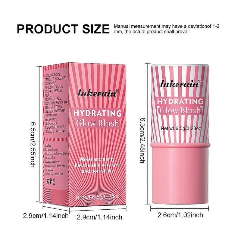 Watery blush stick: natural brightening, fine shimmer highlight powder.