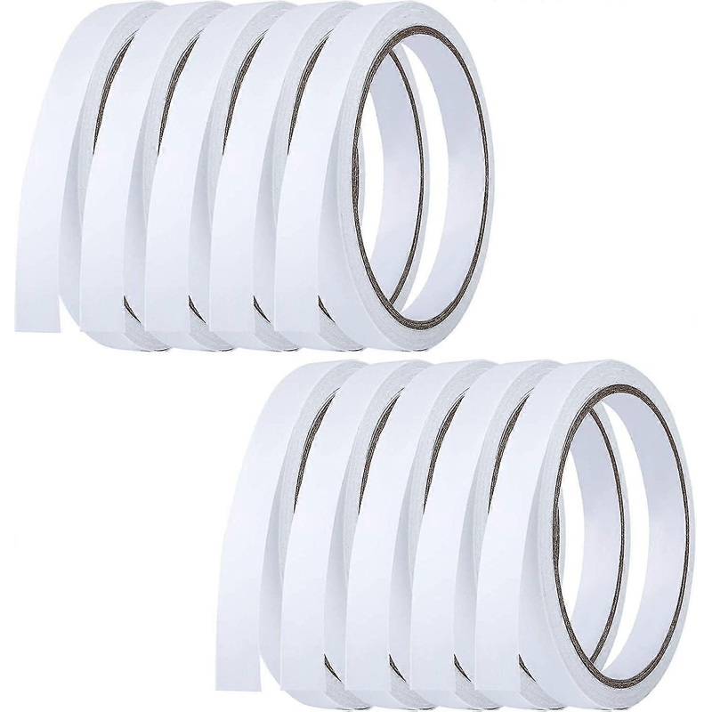 10 Rolls Self Adhesive Double Sided Tape Each Roll 10 M White Strong Sticky Tapes For Handwork, Diy Craft Projects, Cards And Boxes