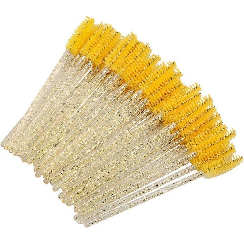 100 Disposable Eyelash Brushes – Crystal Handle – Makeup Tool Mascara Eyebrow Brush Applicator