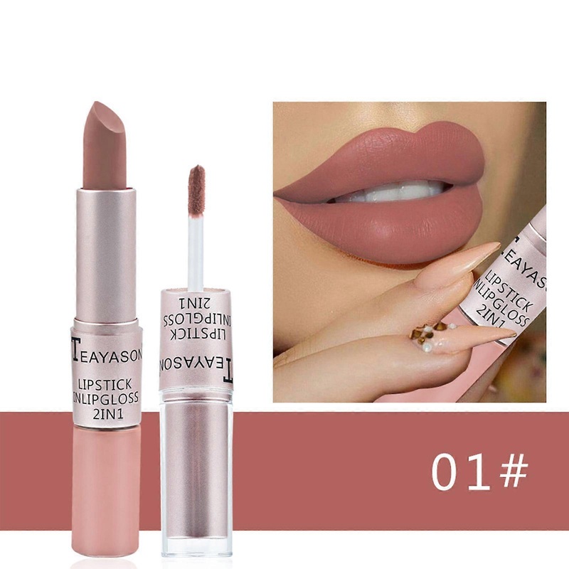 12-Color Double-head Matte Matte Lip Gloss 2-in-1  Lipstick
