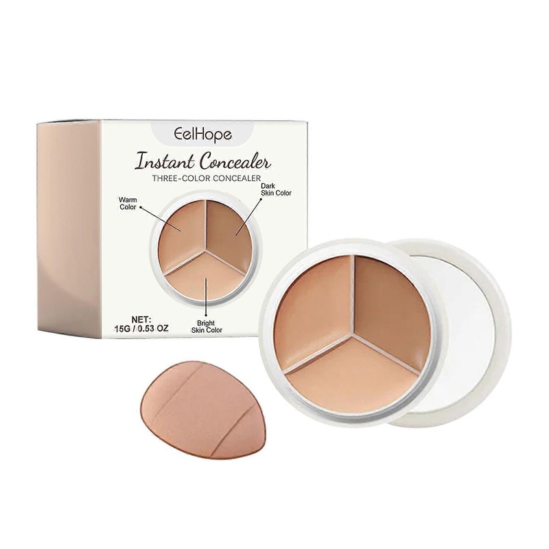 15g three-color concealer: Cover dark circles and modify skin tone.