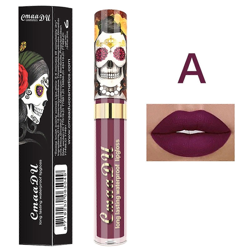 6 Color Matte Metal Pearlescent Skull Lip Gloss Lipstick10ml