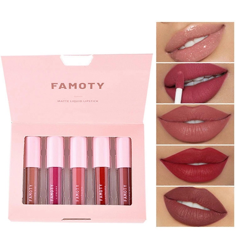 Non Fading, Long-lasting, Non Stick Cup Matte Lip Gloss, Lip Gloss, 5 Sets Of Lipstick,, Matte Lip Gloss Color