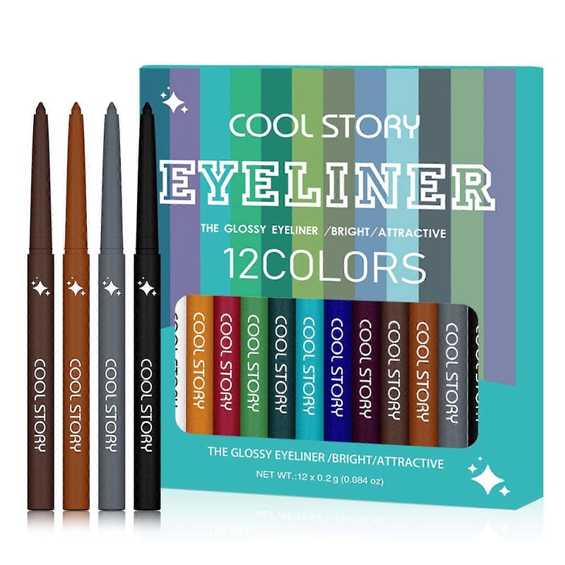 Pearlescent eyeliner set: metallic color, eye makeup tool.