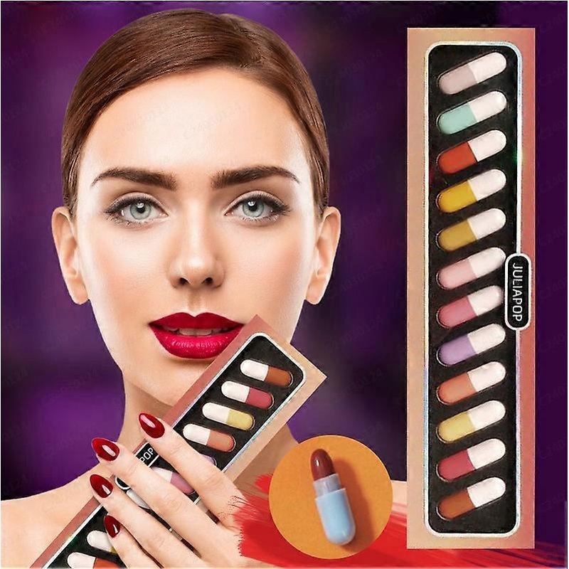 12-Piece Mini Matte Lipstick Set: Finger-sized, lipstick sample set.