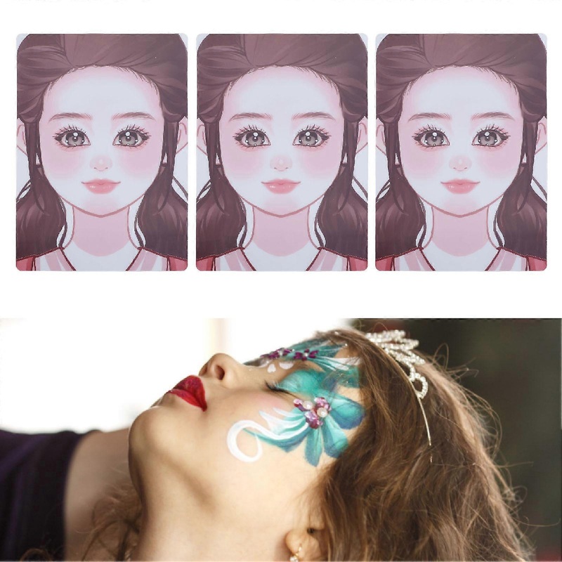3pcs Makeup Painting Practice Board Reusable Painting Exercise Template Stage Makeup Tool for Home Makeup Painting Red Top Type