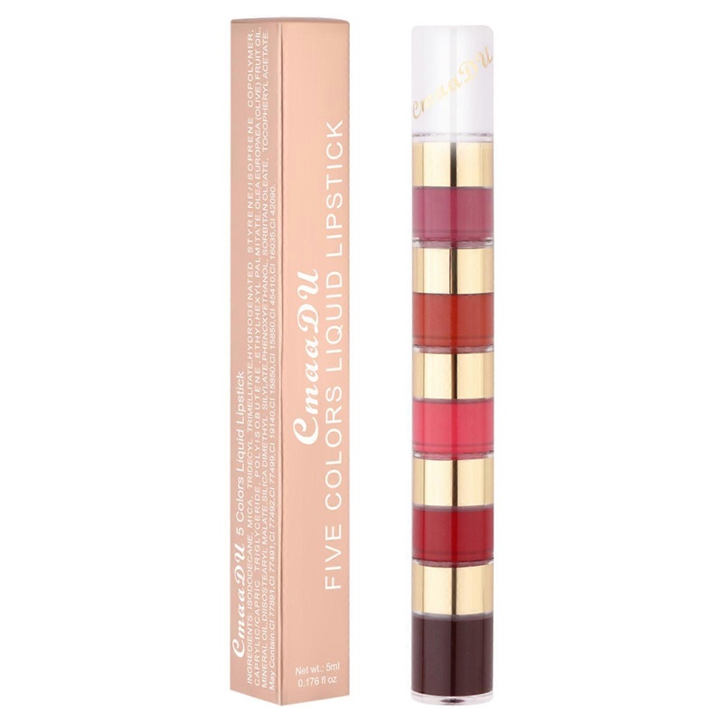5-Color Matte Liquid Lipstick Set for Dark Skin 5ML, Long-lasting Color