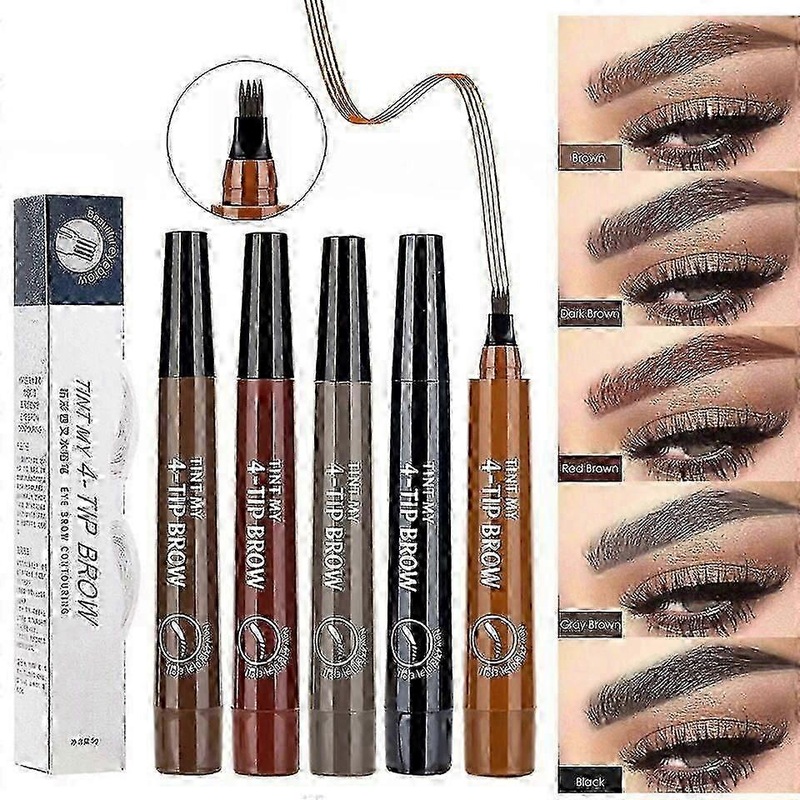 5 Pcs Eyebrow Tattoo Pen, Microblading Eyebrow Pencil, 4-Point Eyebrow Pencil, Professional Natural Eyebrows