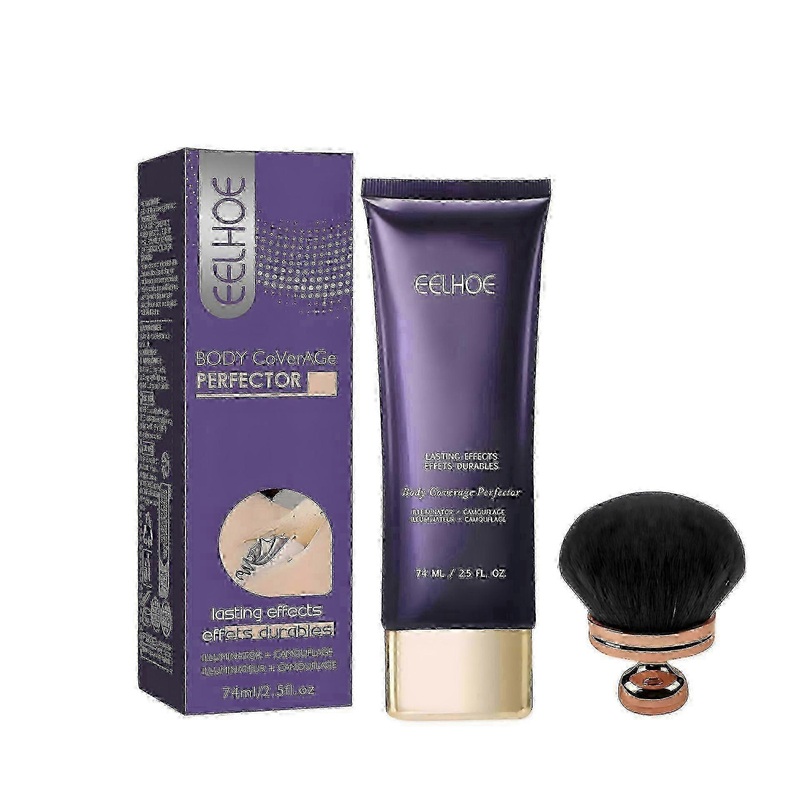 Body Coverage Perfector & Brush, All Over Complexion Perfector, Long-Lasting Tattoo Cover Up Makeup, Leg & Body Makeup Liquid Foundation